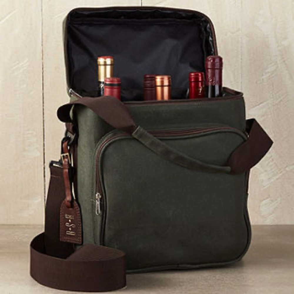 Wine Enthusiast 6-Bottle Waxed Canvas Weekend Wine Bag